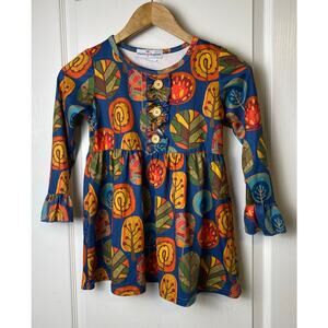 Adorable Sweetness Girls Blue Abstract Fall Trees Peplum Tunic Size 7